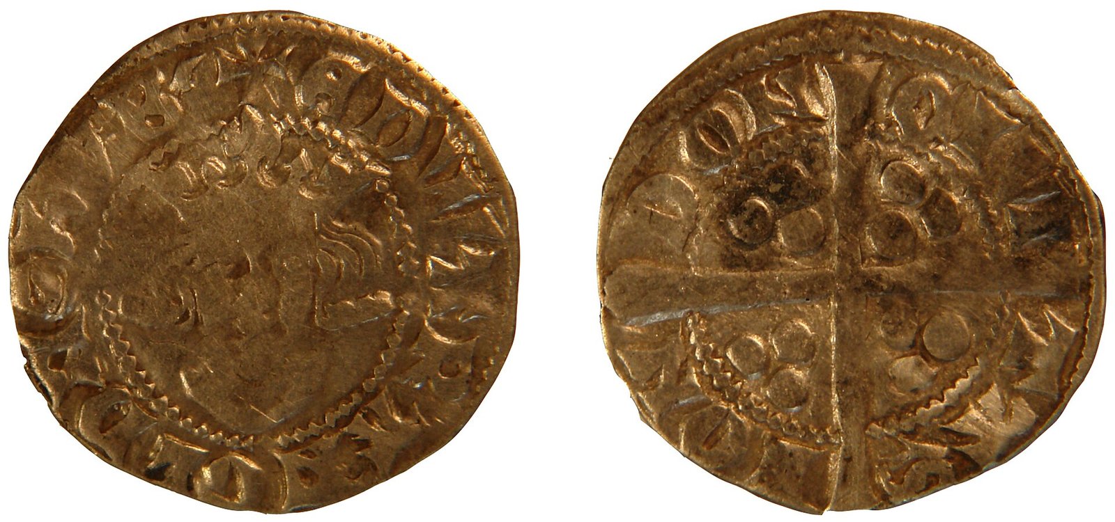 Silver Coin. Penny of Edward I (1272-1307), class 10cf3 issue of 1300-1307. Obverse description: Facing bust with wide crown 10cf 3, drap…