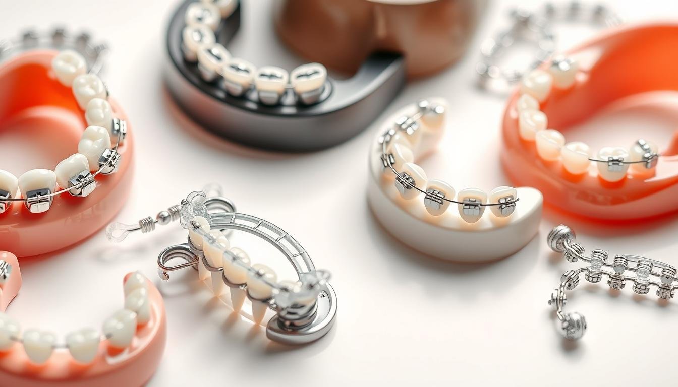 Traditionelle Zahnkorrektur Methoden mit verschiedenen Brackets